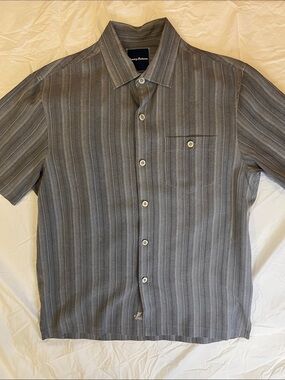 Tommy Bahama Gray Striped Short-Sleeve Button-Down Shirt